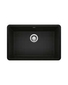 Blanco 442930 Precis 27" L X 18" W X 10" H Undermount Granite Composite Single Bowl Silgranit Kitchen Sink without Overflow in Coal Black