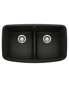Blanco 442940 Valea Equal Double Bowl Undermount Kitchen Sink with Low Divide in Coal Black