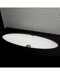 Lacava 4601-001 Euro Under-counter porcelain lavatory with an overflow.Unglazed exterior.Unglazed exterior. 37 1/4"W, 16"D, 6 1/2"H in White