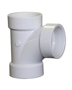 PVC DWV LP401-251 2" × 2" × 1-1/2" Sanitary Reducing Tee (All Hub)