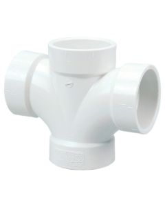 PVC DWV LP429-251 2" × 2" × 1-1/2" × 1-1/2" Double Sanitary Reducing Tee (All Hub)