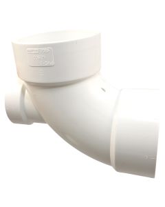 PVC DWV LP303-337 3" × 3" × 1-1/2" Elbow with Low Heel Inlet (Hub × Hub × Hub)