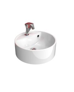 Flaminia 5050/42A-W Twin Set 42 Countertop Basin with Overflow & Single Faucet Hole in White (Pedestal Sold Separately)