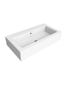 Flaminia 5051 Acquagrande 100 39.17" W X 21.85" L X 7.87" H Countertop Wall Hung Basin with Overflow & Arranged for Seven Faucet Holes in White
