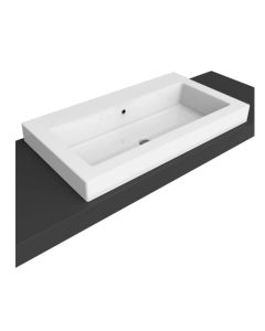 Flaminia 5051INC-W Acquagrande 100 39.76" W X 21.65" L X 8.26" H Recessed Basin with Overflow & Arranged for Seven Faucet Holes in White