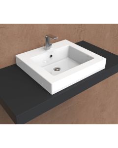 Flaminia 5052INC-W Acquagrande 60 23.62" W X 21.65" L X 8.07" H Recessed Basin with Overflow & Arranged for Three Faucet Holes in White