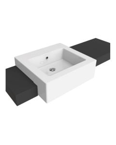 Flaminia 5053-W Acquagrande 60 23.62" W X 21.65" L X 8.07" H Semi-Inset Basin with Overflow & Arranged for Three Faucet Holes in White