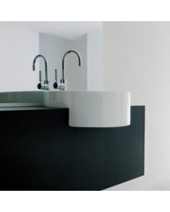 Flaminia 5054/42-W Twin Set 42 Semi-Inset Single Hole Basin with Overflow & Single Faucet Hole in White