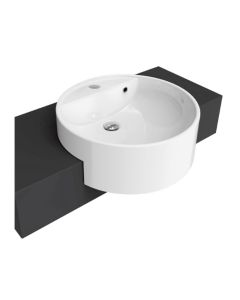 Flaminia 5054-W Twin Set 52 Semi-Inset Single Hole Basin with Overflow & Single Faucet Hole in White