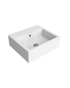 Flaminia 5058-W Acquagrande 19.68" W X 17.71" L X 6.29" H Countertop Wall Hung Basin with Overflow & Arranged for Three Faucet Holes in White