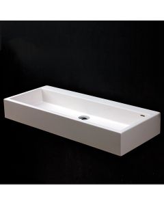 Lacava 5103-001 Luce Vessel solid surface washbasin with overflow, finished back, 36"W x 15"D x 61/4"H