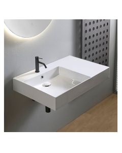 Nameeks 5149-01-WH Teorema 2.0 Plus 31" L X 21" W X 4" H Rectangular Ceramic Wall Mounted or Vessel Bathroom Sink, Counter Space with Overflow in White