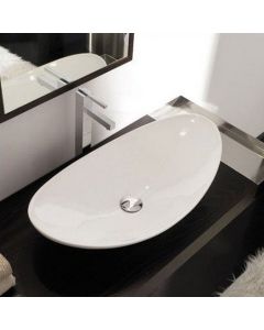 Scarabeo 8206 -No Hole Zefiro Oval Shaped Ceramic Vessel Sink, White