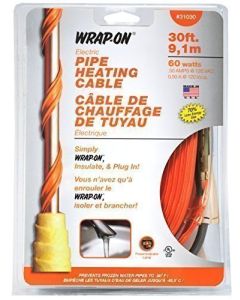 Wrap-On 31030 WRAP-ON Pipe Heating Cable - 30-Feet, 120 Volt, Built-in Thermostat, Low Wattage -