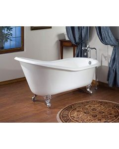 Cheviot Slipper Cast Iron Claw Foot Bathtub White / White with Chrome Feet