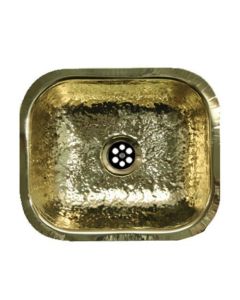 Whitehaus WH690BBB -HABRAS 13-5/8-Inch Rectangular Undermount Entertainment/Prep Sink with Hammered Textured Surface, Hammered Brass