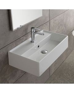 Nameeks SCARABEO 5002-ONE HOLE Scarabeo 5002-One Hole Teorema Rectangular Ceramic Wall Mounted/Vessel Sink, White