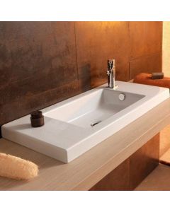 Nameeks TECLA 3503011-NO HOLE Tecla 3503011-No Hole Series 35 Rectangular Ceramic Wall Mounted/Built In Sink, White