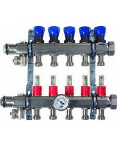 Viega 15903 Viega ProRadiant Stainless Manifold Shut-Off/Balancing/Flow Meter with 5 No. of Outlets