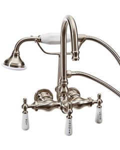 Barclay 4022-PL-SN Gooseneck Tub Wall Mounted Faucet with Hand Shower