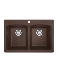 Franke EDDB33229-1 Ellipse 33" L X 22" W X 9" D Double Basin Topmount / Drop In Granite Kitchen Sink in Dark Brown
