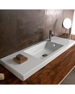 Nameeks TECLA 3502011-NO HOLE Tecla 3502011-No Hole-637509873561 Luxury Porcelain Wall Mounted Washbasin, White
