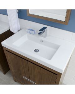 Lacava 5212-03-001 AQUAQUATTRO Wall-mount, vanity top or self-rimming porcelain lavatory with an overflow. 03 - three faucet holes in 8" spread, W: 31 1/2”, D: 17 7/8”, H: 5 3/8". in White
