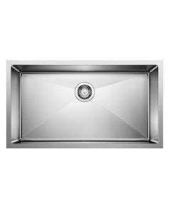 Blanco 524754 Cuvee R15 32" L X 18" W X 10" H Rectangular Undermount Super Single Stainless Steel Kitchen Sink without Drain in Satin Polished