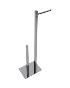 Valsan 53531CR Essentials 23.25"H X 11"W X 5.12"D Freestanding Toilet Paper Holder with Spare Roll Storage in Chrome