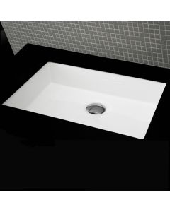 Lacava 5451-001 Cube Under-counter porcelain lavatory with an overflow, unglazed exteri. 22"W, 15 3/8"D, 6"H in White