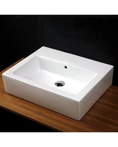 Lacava 5464-00-001 Aquagrande Wall-mounted or vessel porcelain washbasin with overflow, 23 5/8"W x 18 1/2"D x 6"H, no faucet holes. in White
