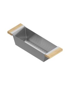 Julien 205225 6"  W X 19"  L X 4.25"  D Stainless Steel Colander with Handles in Walnut