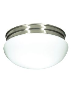 Satco Nuvo 60-406 Light Large Flush Mount Ceiling Light with White 12" Mushroom Glass and (2) 18W GU24 Bulbs Included in Brushed Nickel