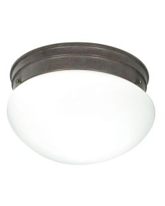 Satco Nuvo 60-407 Light Medium Flush Mount Ceiling Light with White 10" Mushroom Glass and (2) 13W GU24 Bulbs Included in Old Bronze