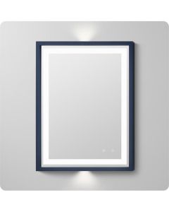 Ronbow 604730-F22 Albert 29.75" Solid Wood Contemporary Framed Rectangular LED Bathroom Mirror in Navy