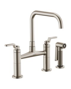 Brizo 62554LF-SS Litze Bridge Faucet With Square Spout And Industrial Handle In Stainless