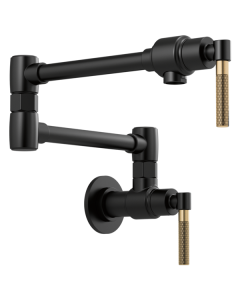 Brizo Litze® 62843LF-BLGL Wall Mount Pot Filler with Knurled Handle Kit in Matte Black/Luxe Gold