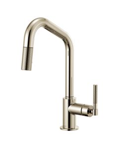 Brizo 63063LF-PN Litze Pull-Down Faucet With Angled Spout And Knurled Handle In Polished Nickel