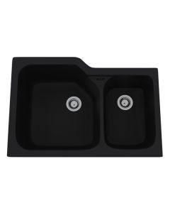 Rohl 6337-63 Allia Fireclay Kitchen Sinks 2 Bowl Undermount Sink in Matte Black