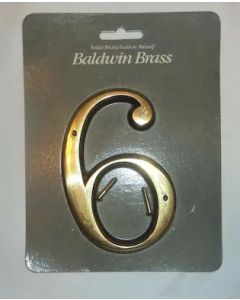Baldwin 0676.190 Forged Brass House Number 6 in Satin Black