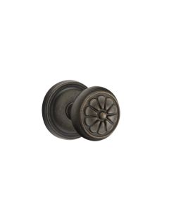 Emtek 71012-PT-MB 2.62" Door Knob Set with Lost Wax Cast Bronze Round Rosette, Knob type as Petal Knob and Door Lock Type as Passage in Medium Bronze