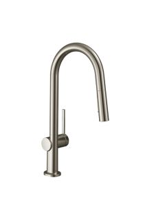 Hansgrohe 72846801 Talis N 1.75 GPM Deck Mounted HighArc Kitchen Faucet with 2-Spray Pull Down in Steel Optic