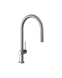 Hansgrohe 72857001 Talis N 1.5 GPM Deck Mounted HighArc O-Style 2-Spray Pull-Down Kitchen Faucet with Single Lever in Polished Chrome