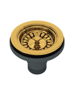 Rohl 735ULB Round Manual Basket Strainer without Remote Pop-Up in Unlacquered Brass