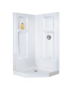 Mustee 738CWHT 38" DURAWALL Corner Shower Wall - White