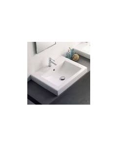 Scarabeo 8007AW1 8007A Square Built In Ceramic Lavatory Sink With One Hole In White