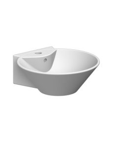 Scarabeo 8010/R-1-WH Cono Round White Ceramic Wall Mounted or Vessel Sink in White 