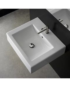 Scarabeo 8025BW Supported Or Wall Mounted Ceramic Washbasin With Overflow In White