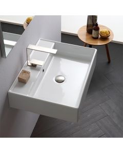 Scarabeo 8031RW Teorema 18" L X 18 W X 5.7" H Rectangular Ceramic Wall Mounted or Vessel Sink in White