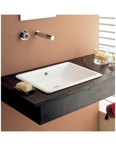 Scarabeo 8032GW Gaia Rectangular White Ceramic Drop In or Vessel Sink in White